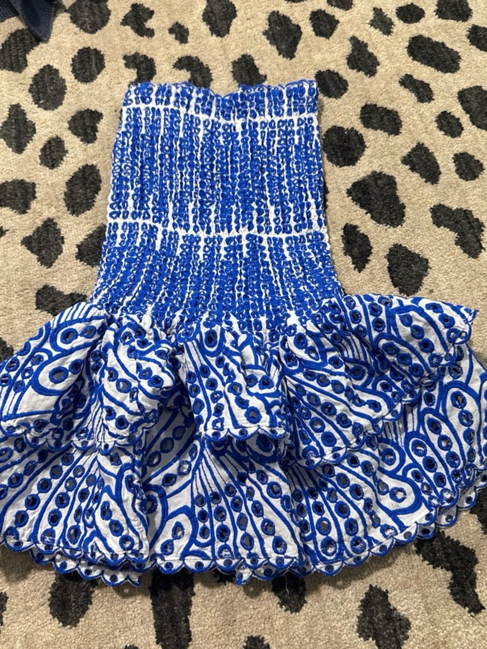 Charo Ruiz Strapless Blue and White Embroidered Dress